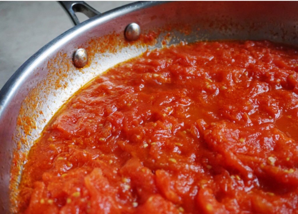 pomodoro sauce in a deep skillet