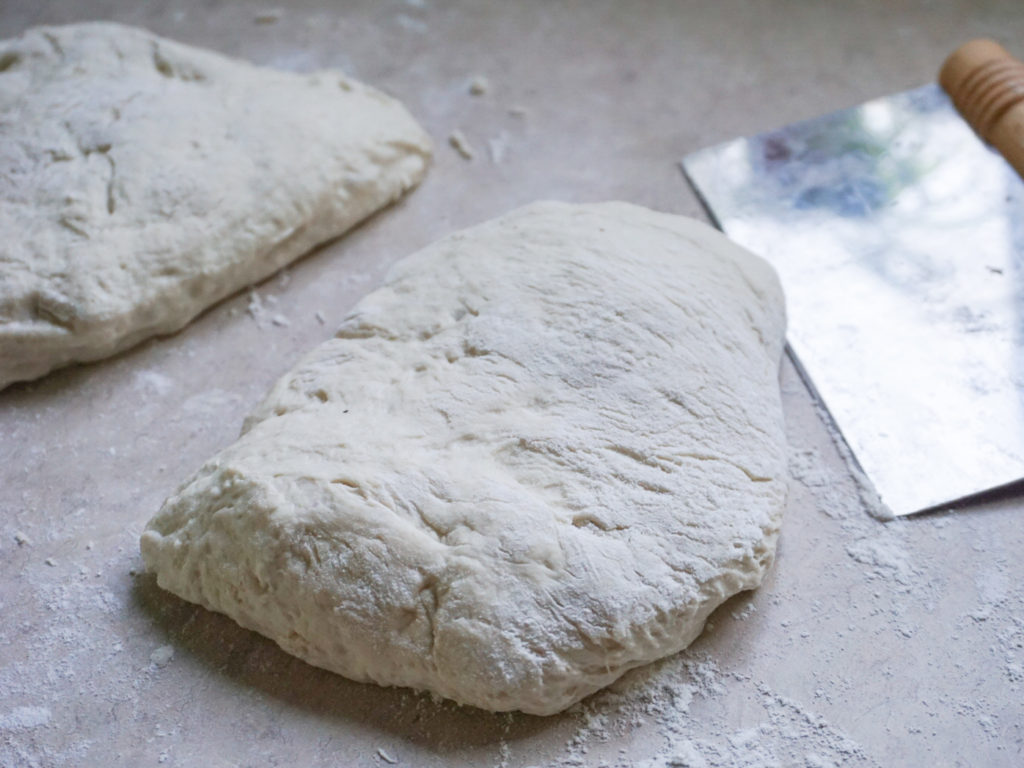 One-step homemade pizza dough divided in two