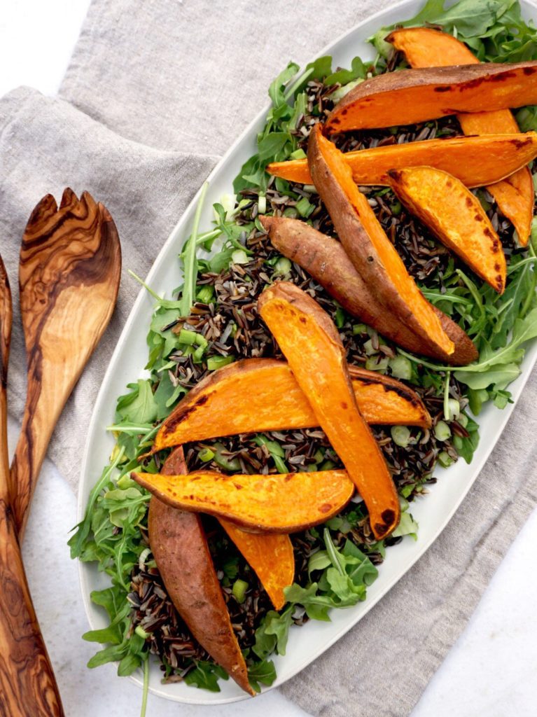 Yam and wild rice salad with lime-chili vinaigrette recipe