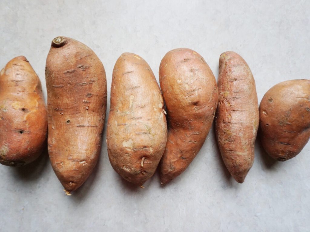 Six yams for Yam and Wild Rice Salad with Lime-Chili Vinaigrette recipe