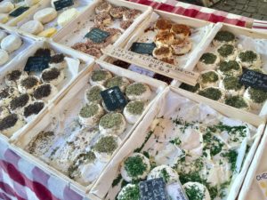 goat cheese at the market in Aix-en-Provence