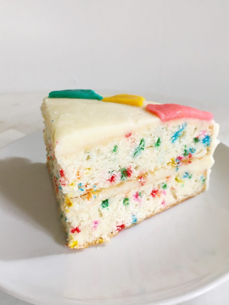 Slice of Emmy's Funfetti Cake, inspired by Molly Yeh