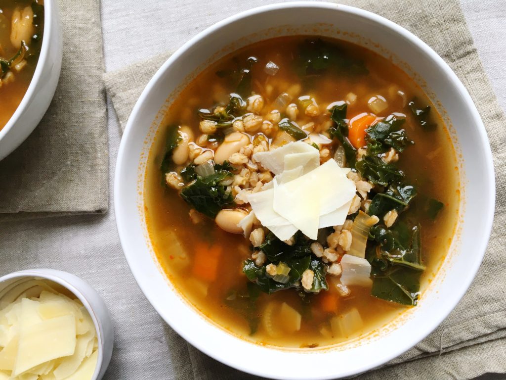 Tuscan Kale, Farro, and White Bean Soup