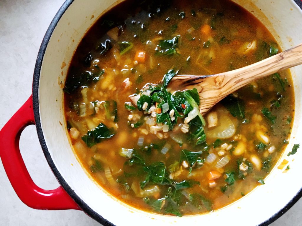 Tuscan Kale, Farro, and White Bean Soup - I'm Always Hungry