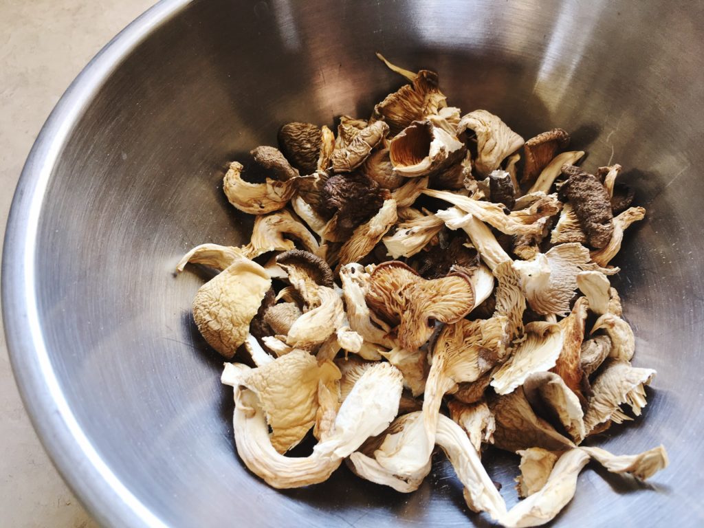 Dried mushrooms in bowl