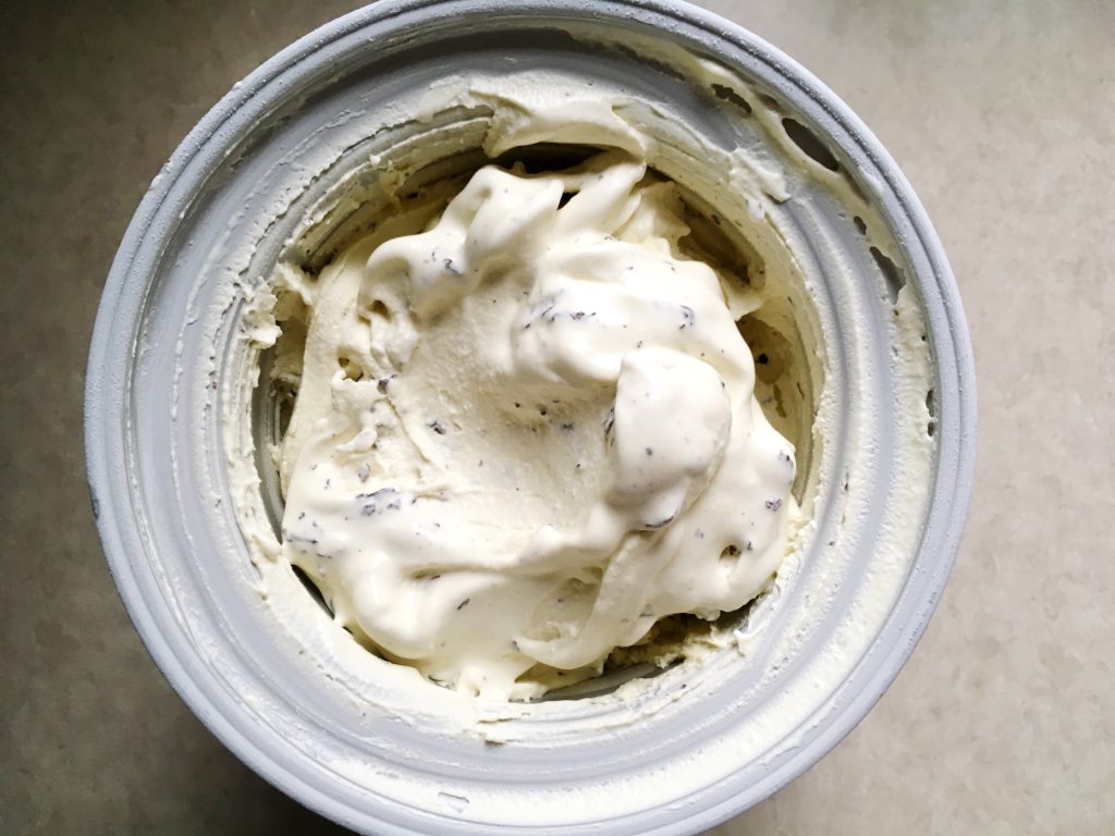 Mint chip ice cream in cuisinart ice cream maker