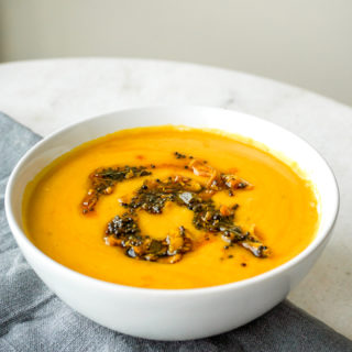 Acorn Squash and Coconut Soup with Fried Indian Spices