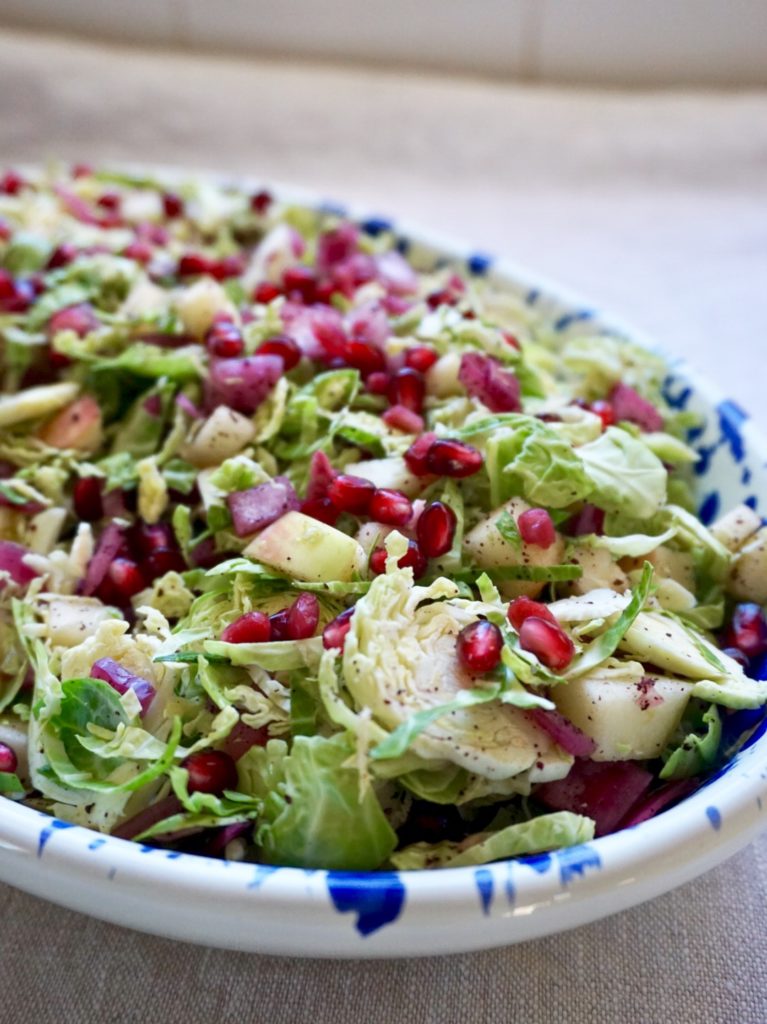 Brussels sprouts, apple, and pomegranate salad inspired by Smitten Kitchen