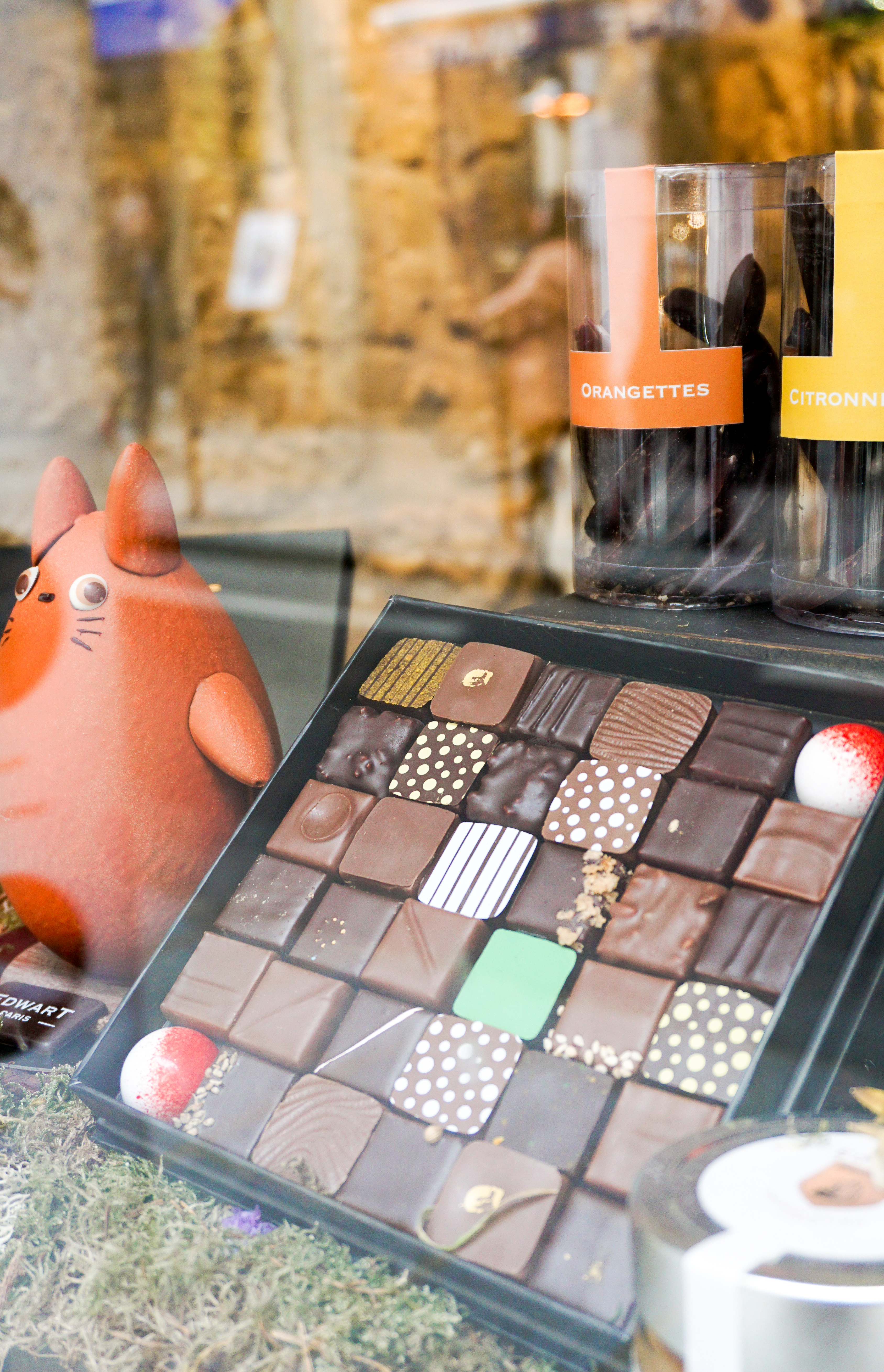 Edwart Chocolatier window Paris travel guide