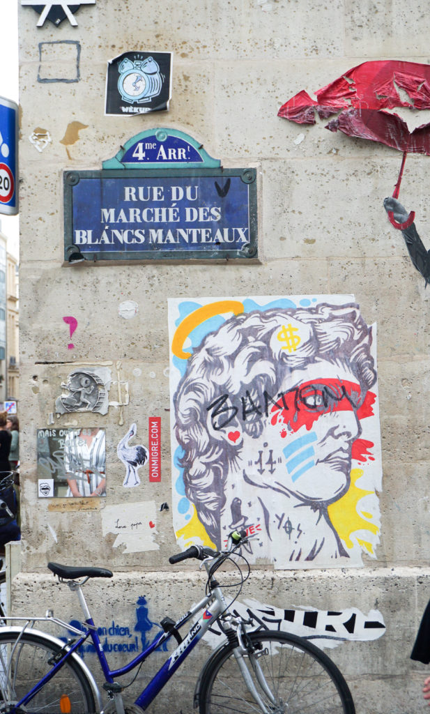 Rue du Marché des Blancs Manteaux Paris graffiti travel food restaurant guide
