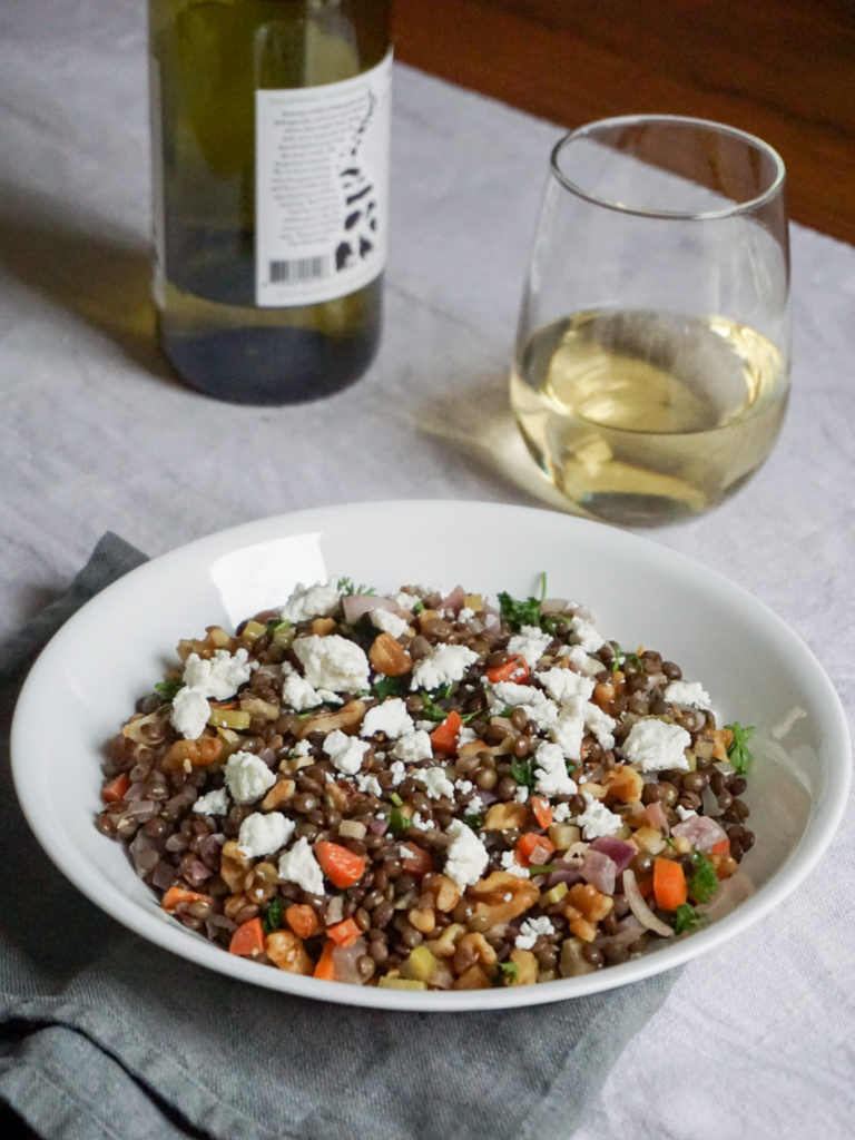 French Lentil Salad with Goat Cheese and Walnuts