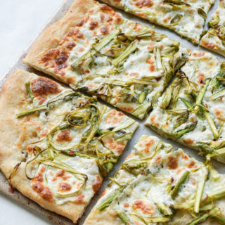 homemade asparagus pizza using smitten kitchen dough