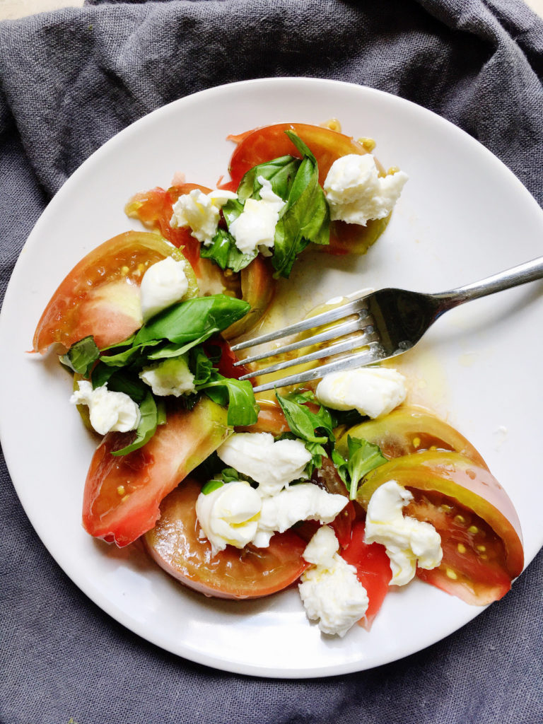 Caprese Salad on white plate