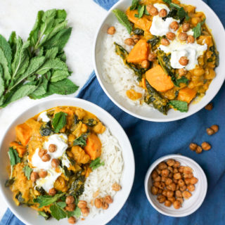 Spiced Chickpea, Sweet Potato, and Coconut Stew with Cumin and Turmeric