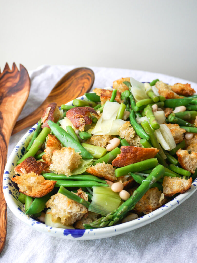 Spring panzanella salad with asparagus, adapted from Smitten Kitchen