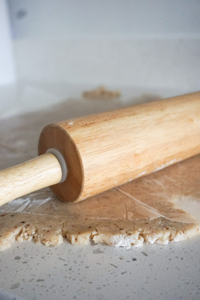 Rolling out Linzer cookie dough