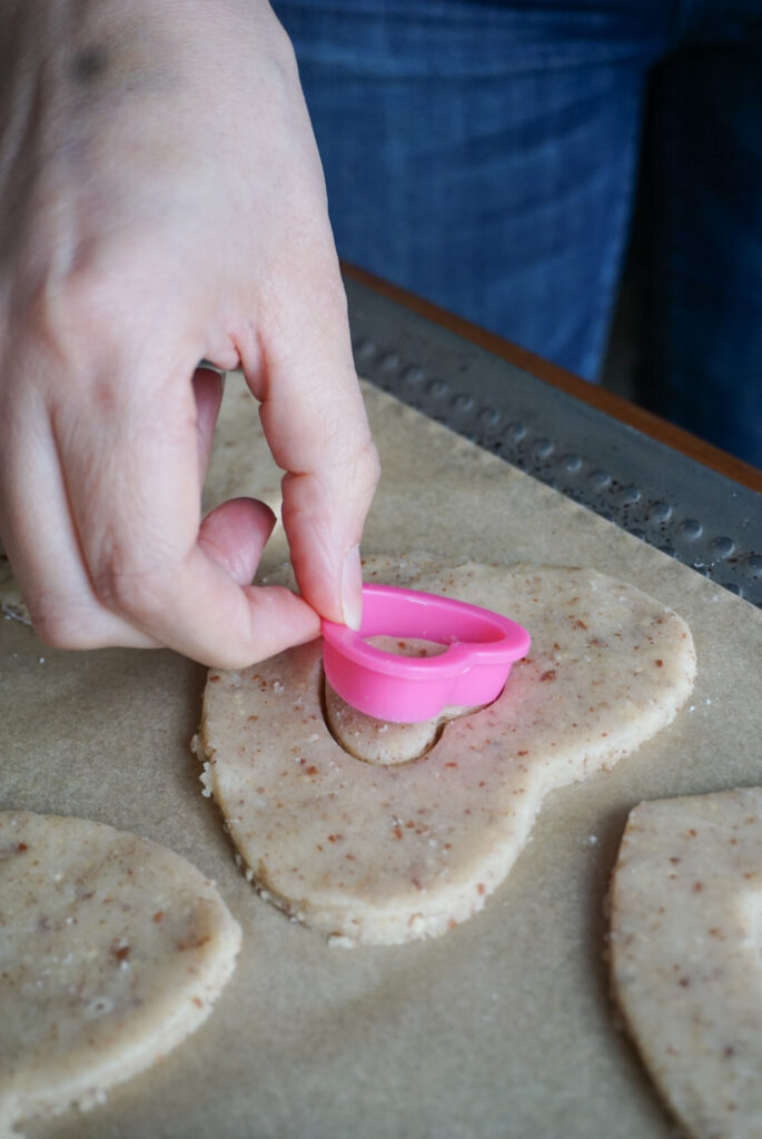 Linzer cookie recipe dough on baking tray